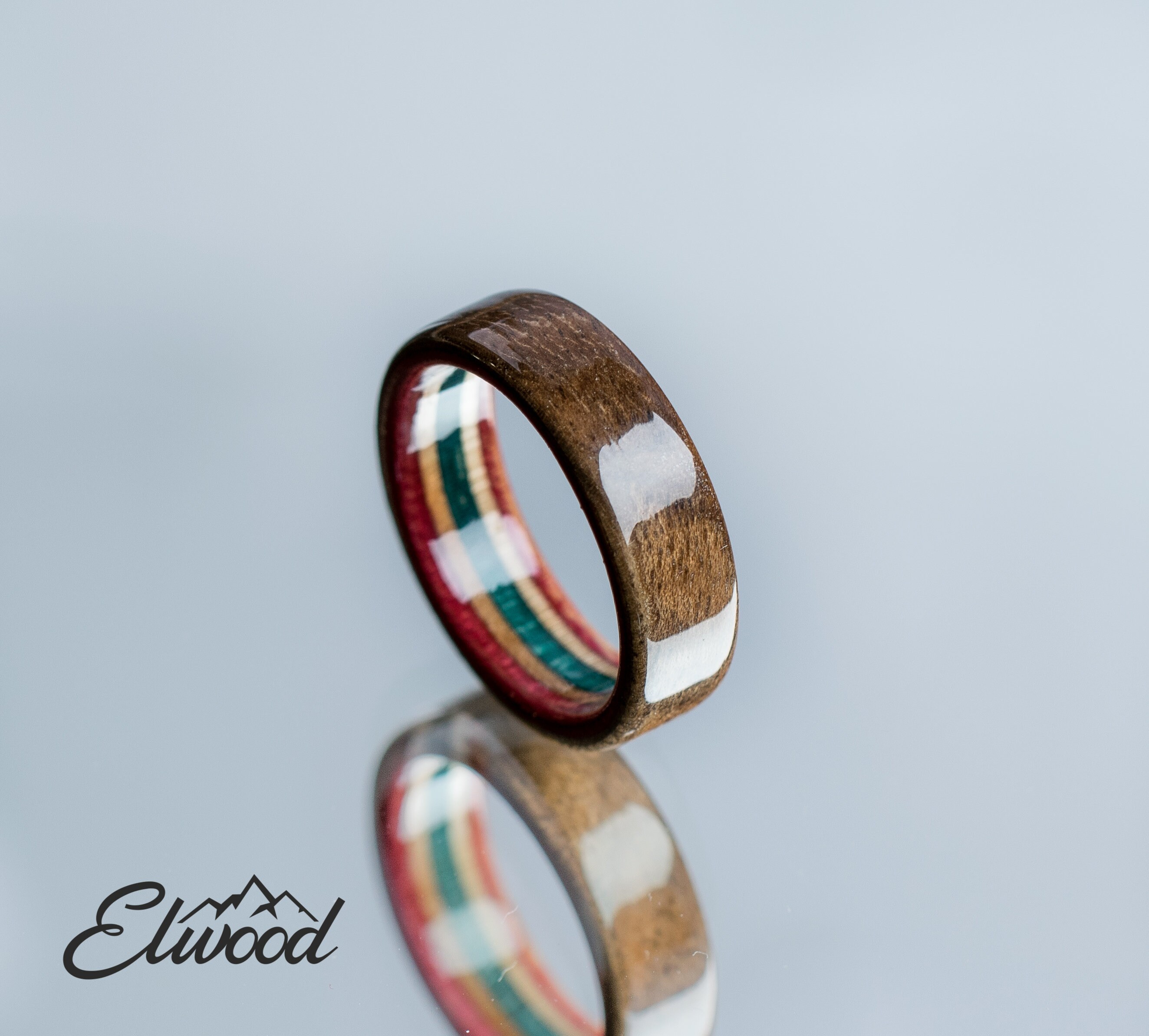 Walnut And Canadian Maple Ring Wedding Ring Red And Green | Etsy