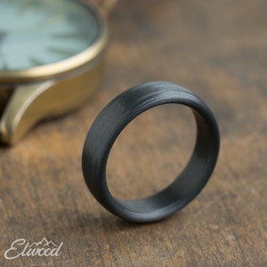 Minimalist Carbon Fiber Ring Industrial modern ring Simple Dark Band Boyfriend Gift Black Mens Ring Carbon fiber Wedding Band image 3