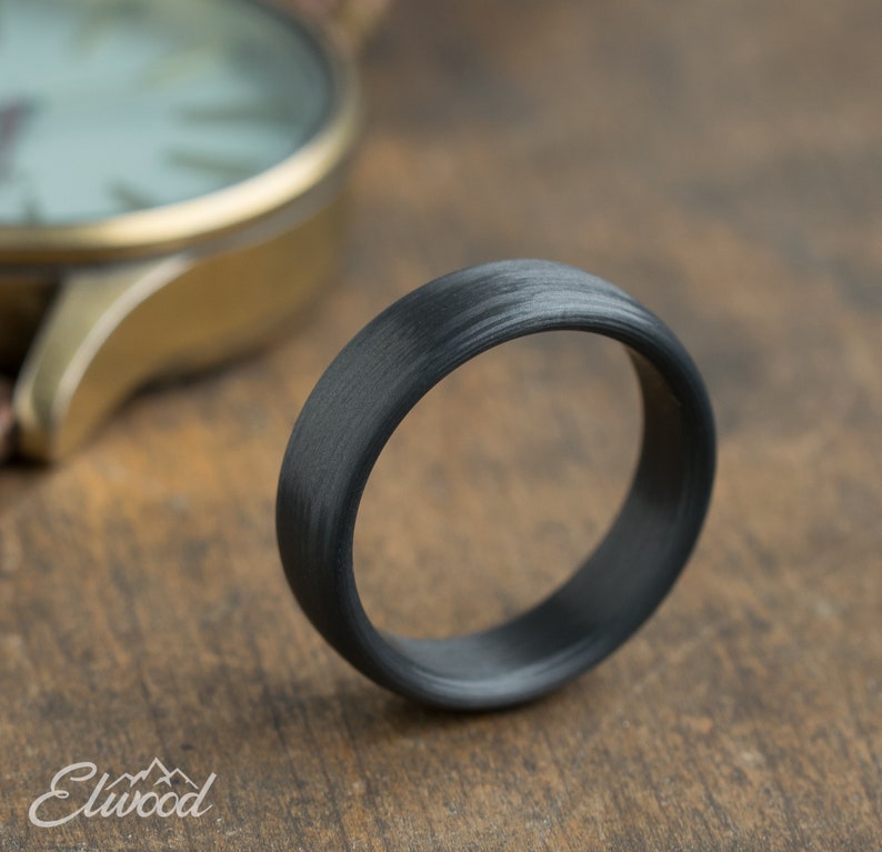 Minimalist Carbon Fiber Ring Industrial modern ring Simple Dark Band Boyfriend Gift Black Mens Ring Carbon fiber Wedding Band image 3