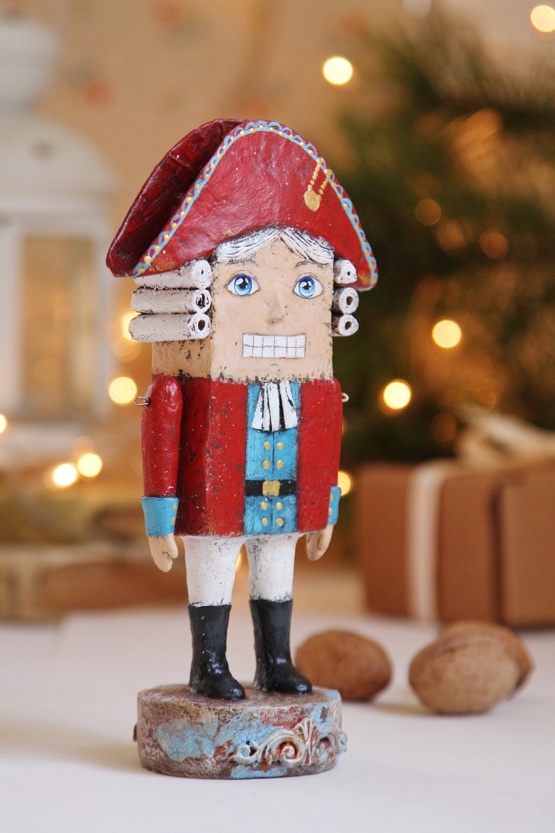 Christmas Nutcracker figurine for holiday decor Paper mache Etsy