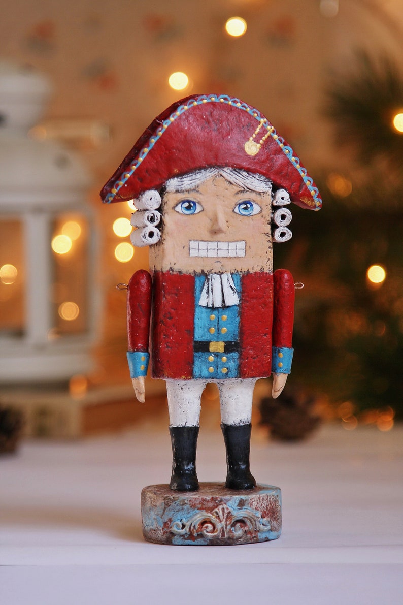 Christmas Nutcracker figurine for holiday decor Paper mache Etsy