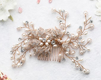 Amoret flower rose gold hair comb
