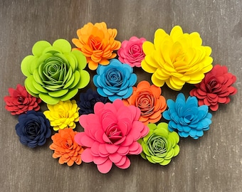 Fiesta Colors - Rolled Paper Flower Assortment - Pack of 15