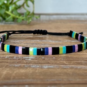 Miyuki Tila Bead Bracelet | Adjustable Bracelet | Nylon Cord Bracelet | Beaded Bracelet