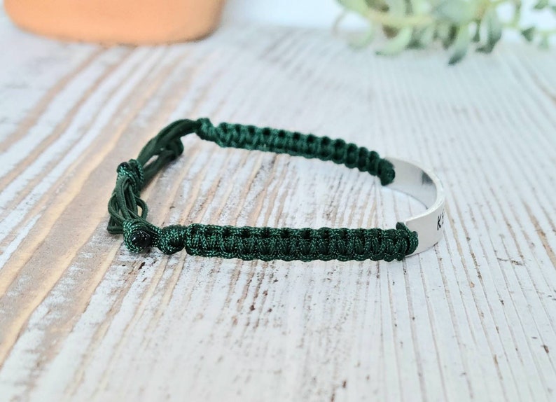 Keep Going | Hand Stamped Bracelet | Adjustable Aluminum Bar Bracelet | Nylon Cord Bracelet | Choose Your Color Band image 3
