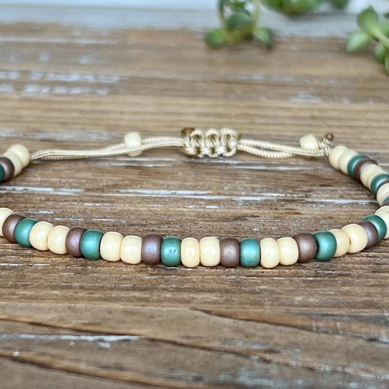 Adjustable Cord Bracelet Neutral Beads - Etsy