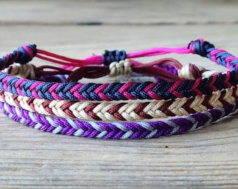 NYLON Cord | Adjustable Braided Two Color Chevron Bracelet | Choose Your Colors | Add On Bracelet | Make A Bracelet Set