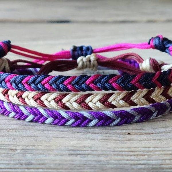 NYLON Cord | Adjustable Braided Two Color Chevron Bracelet | Choose Your Colors | Add On Bracelet | Make A Bracelet Set