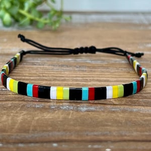 Miyuki Tila Bead Bracelet | Adjustable Bracelet | Nylon Cord Bracelet | Beaded Bracelet