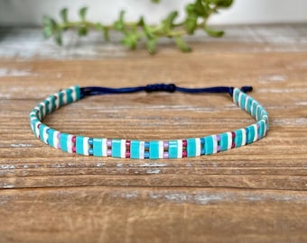 Tila Bead Bracelet | Adjustable Bracelet | Beaded Bracelet | Flat Bead Bracelet | Unique Bracelet