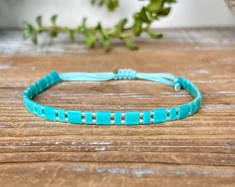 Tila Bead Bracelet | Adjustable Bracelet | Beaded Bracelet | Flat Bead Bracelet | Unique Bracelet