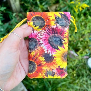 Bracelet Pouch | Fall Sunflower | Small Drawstring Pouch | Gift Wrap Pouch | Cotton Pouch | Jewelry Pouch | Small Item Pouch | Gifting Pouch