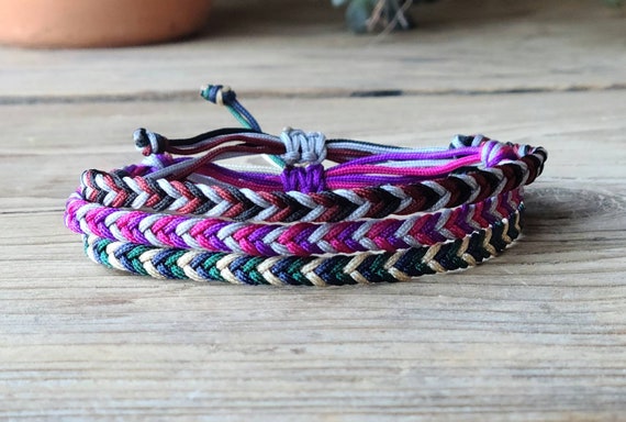 NYLON Cord | 3 Color Braided Chevron Adjustable Bracelet  display picture 1