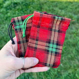 Holiday Bracelet Pouch | Drawstring Pouch | Gift Wrap Pouch | Cotton Pouch | Jewelry Pouch | Small Item Pouch | Christmas Gift Pouch