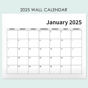 Printable 2025 Calendar, Clean 2025 Wall Calendar, Monthly Plan Calendar 2025 | US Letter & 4A