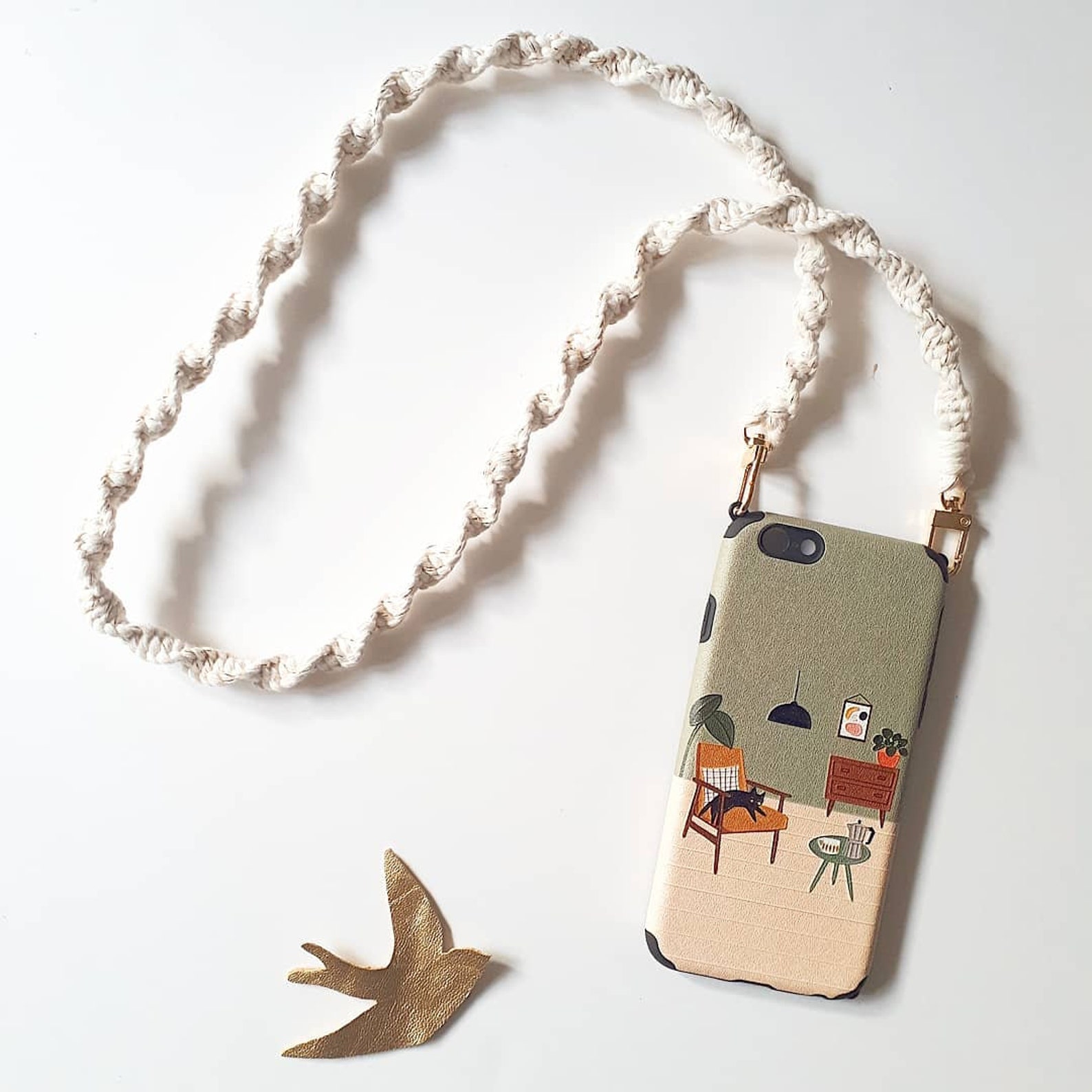 Cordon téléphone en macramé Etsy