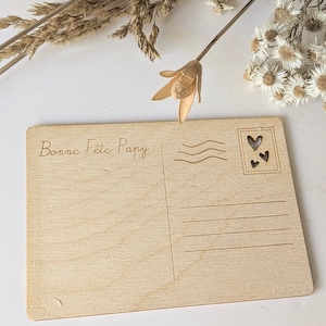 cadeau fêtes des grand pères - carte personnalisée - carte postale en bois -