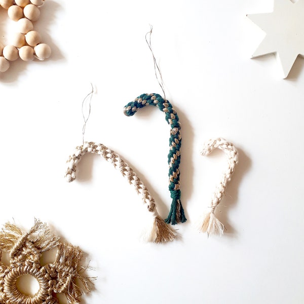 Sucre d'orge// Ornement de Noel // Macrame Macrame Candy Cane // christmas Decor