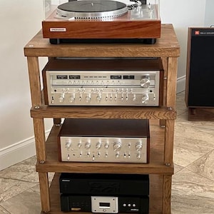 Hi Fi Audio / Video modular equipment rack, stand, stereo glued solid oak