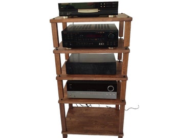 Hi Fi Audio / Video modular equipment rack, stand, stereo glued solid oak