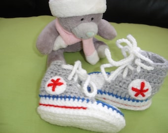 Baby sneakers, crocheted, great as a gift, for birth, for baby from 1-5 months, baby shower, grandparents, work colleagues,
