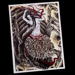 Art print of Chaos Witch Quelaag 40x30,  watercolor and ink painting, traditional art work