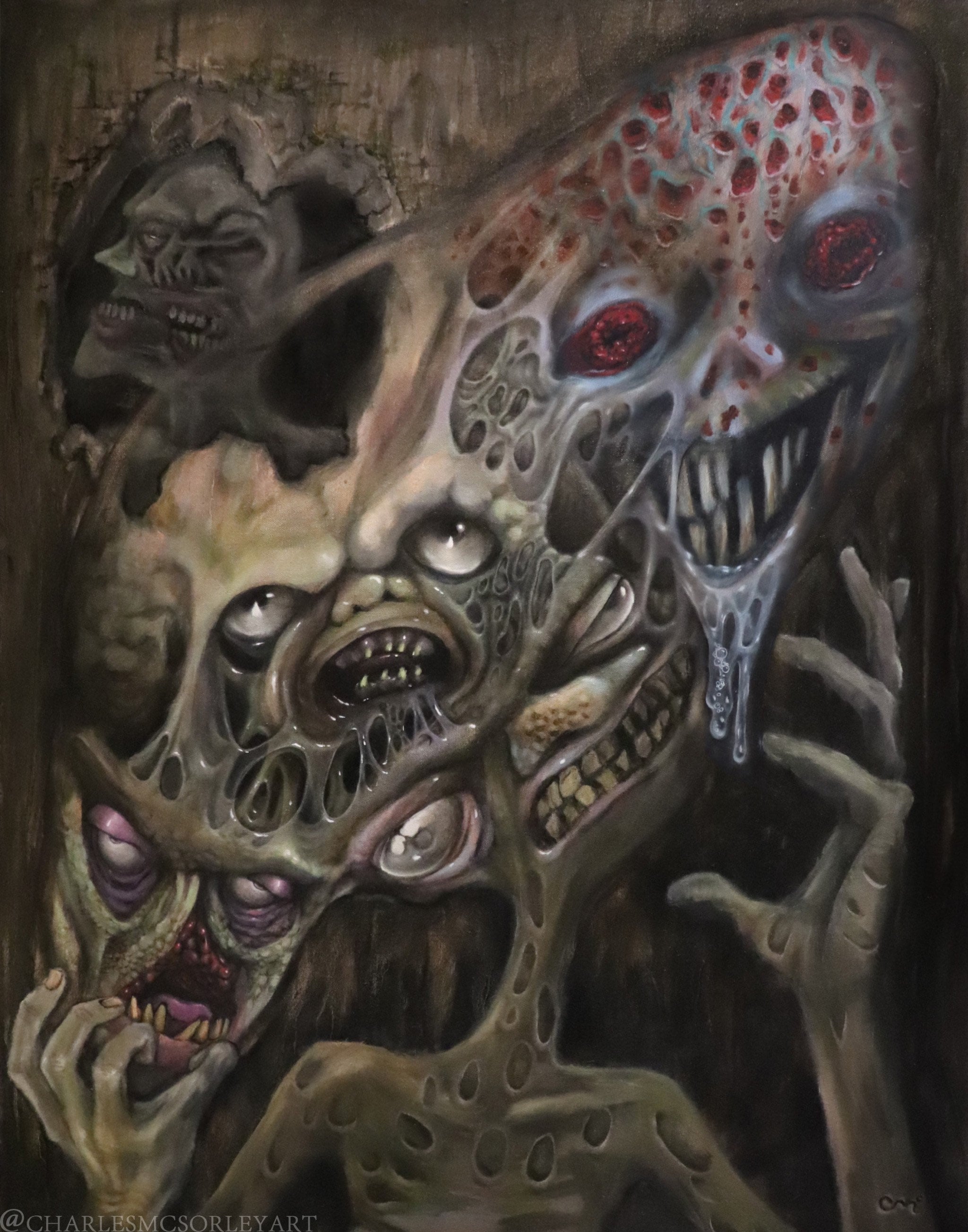 Ruptured Conscience, Dark Art, Surrealism, Macabre, Original Oil