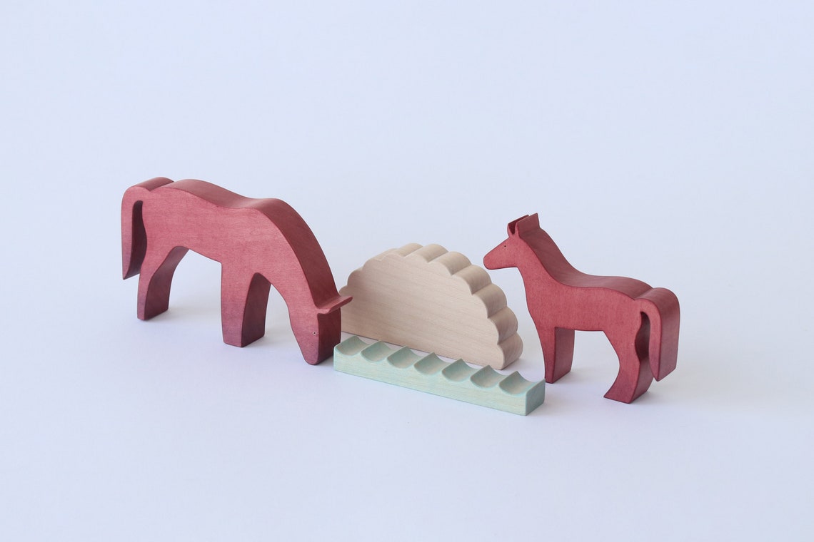 Wooden Horse Horse Family Waldorf Toys Wooden Horse Toy Etsy