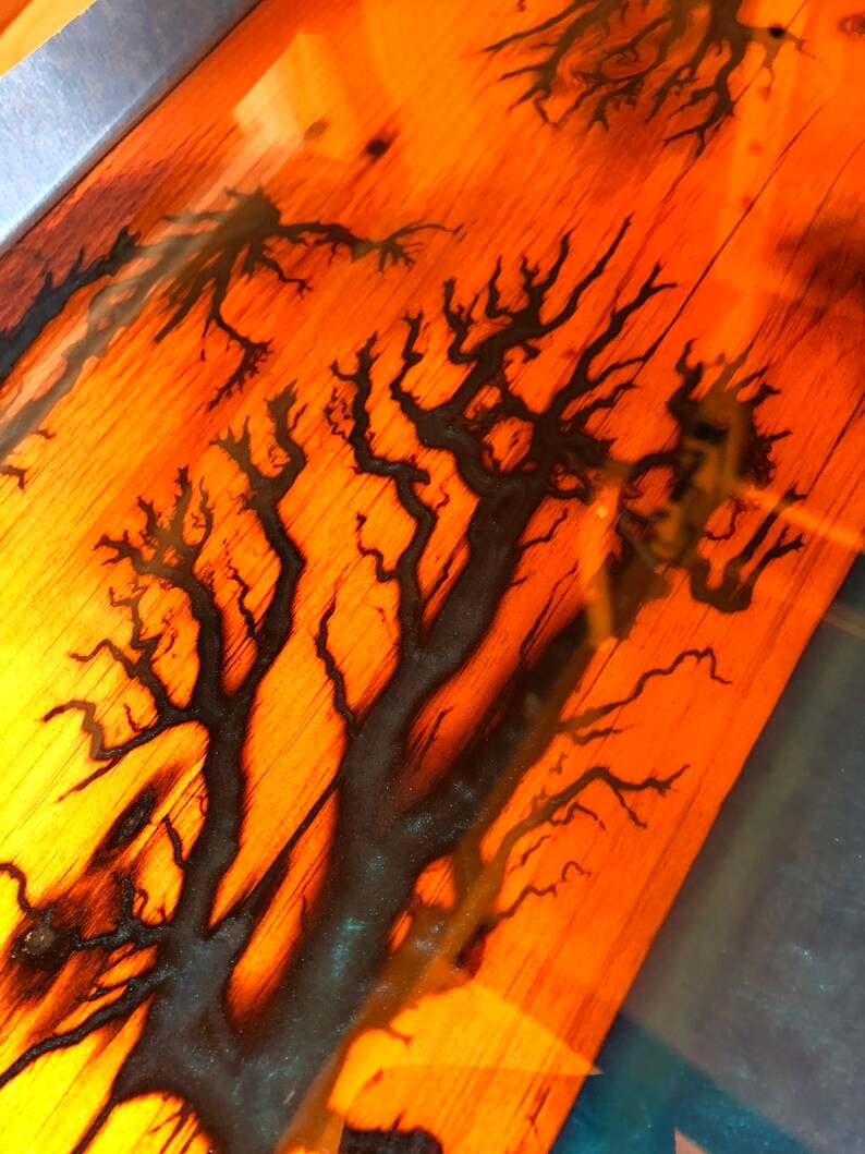 Live Edge Fractal Burned Epoxy River Coffee table Etsy
