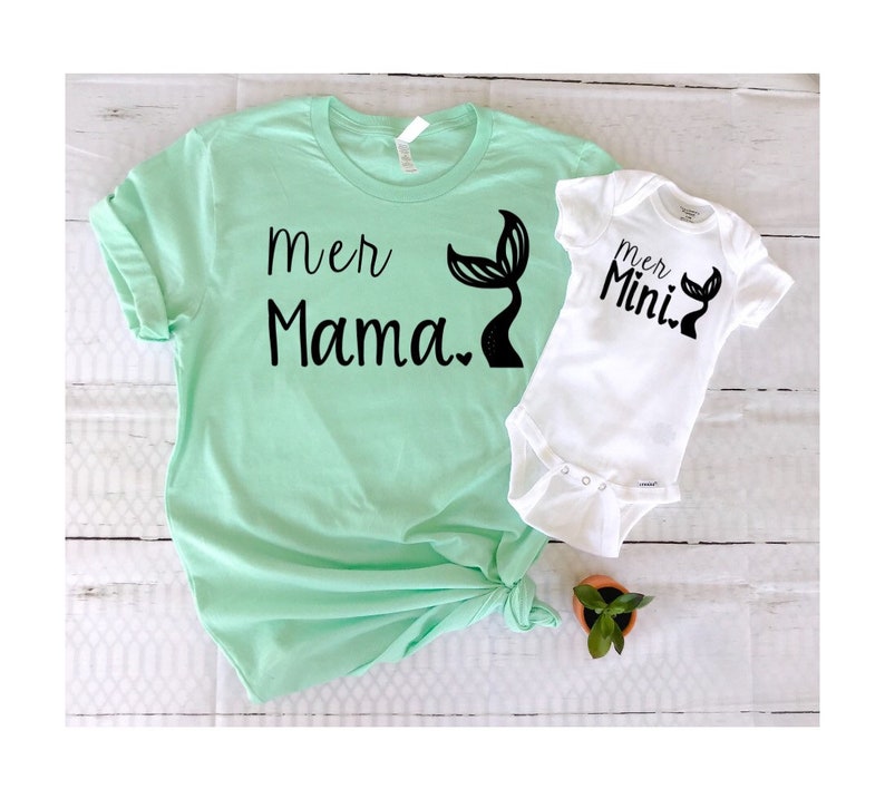Mermaid Baby Baby Gift Set with Baby Bodysuit /& Mother/'s T-Shirt