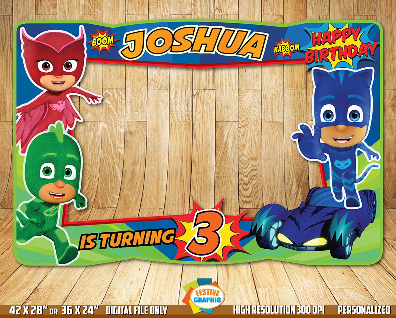 Pj Mask Photo Booth Frame Pj Mask Birthday frame Pj Mask Etsy