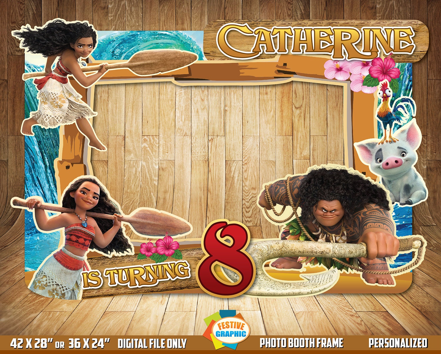 Moana Photo Booth Frame Moana Birthday Frame Moana Selfie Etsy