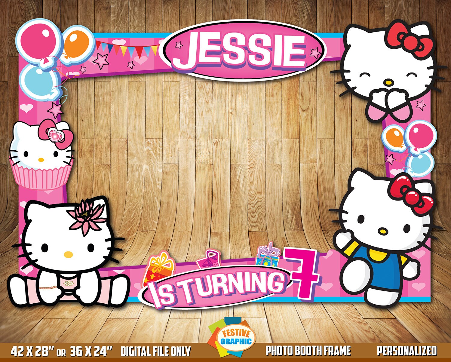 Hello Kitty Photo Booth Frame Hello Kitty Birthday Frame Etsy