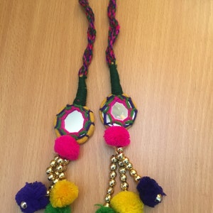 Multicolor Mirrored Decorative Latkans/Tassels, Wall Hanging Tassels, Mirror Tassels, Ethnic Tassels ,Pom Pom Tassels, Braided Tassels