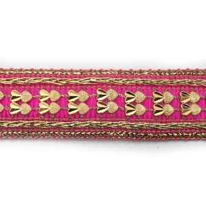 Pizzo rosa, pizzo con paillettes, rifiniture per sari, pizzo indiano, nastro ricamato, rifiniture etniche, pizzo boho, pizzo dorato, pizzo tagliato su misura