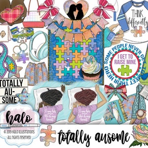 Autism Awareness, Autism Clipart, Puzzle Clipart, Rainbow Clipart, Spring Clipart, Fashion Illustration, Hand Drawn Art, Planner Clipart