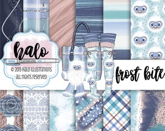 Abominable Snowman, Digital Paper, Snowman Paper, Winter Paper, Big Foot Art, Yeti Digital Paper, Planner Paper, Hand Drawn Art, Fashion