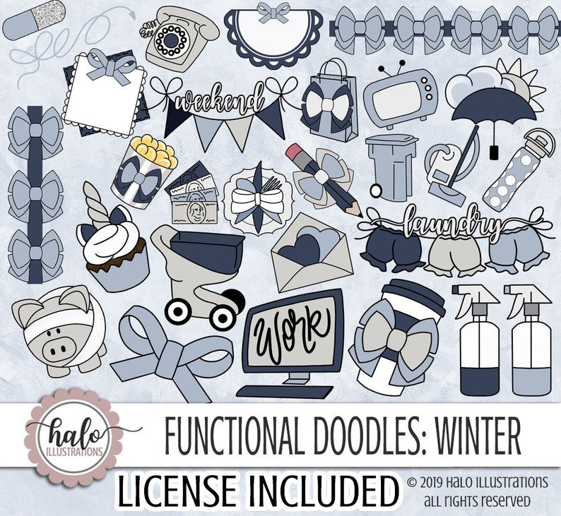Functional Planner Art Doodle Clipart Hand Drawn License - Etsy