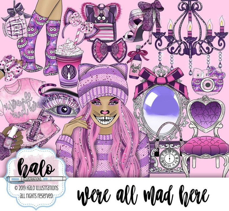 Hand Drawn Art Fashion Illustration Costume Clipart Planner Art Alice Illustration Mad Cat Clipart Halloween Clip Art Fall Clipart