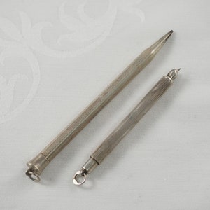 Lápiz y palillo de plata Art Decó, lápiz de plata 800, palillo de dientes de plata esterlina, grabado a máquina, marcado, Alemania, década de 1930