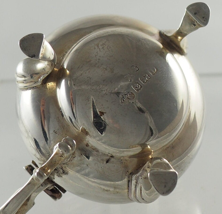 アンティーク スターリングシルバー マスタードポット：ジョージアン