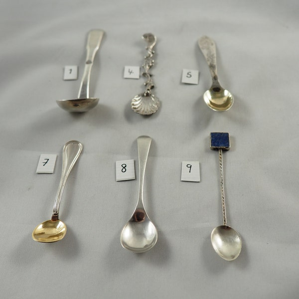 Antique and Vintage Salt Spoons, Solid Silver, 4, 5 and 9 Sold, Collectible Spoons, Miniature Spoons, You Are Purchasing One Spoon Only