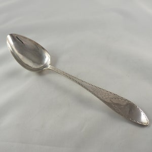Antique Solid Silver Bright Cut Gravy or Vegetable Spoon, Bright Cut Stem, Hallmarked, Maker Greve, Hamburg Germany, 1827-54