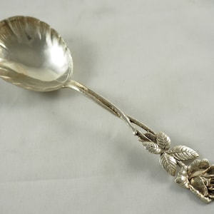 Vintage Solid Silver Hildesheim Rose Cream or Dessert Serving Spoon, 800 Silver, Shell Bowl,  Cristoph Wiedmann, Pforzheim, Germany 1930s