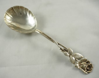 Vintage 800 Silver Hildesheim Rose Dessert Spoon: Christoph Wiedemann, Germany 1930