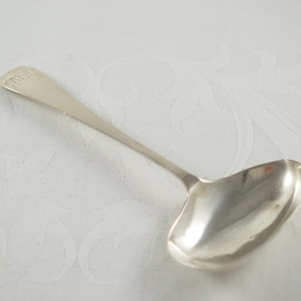 Art Deco Solid Sterling Silver Dessert Ladle, Old English Pattern, with Monogram, Fully Hallmarked for Lanson Ltd, Birmingham, England, 1941