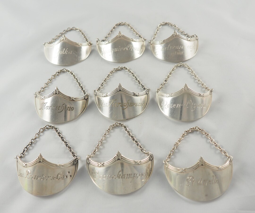 Vintage Silver Plated Decanter Labels 9 Bottle Tickets Etsy