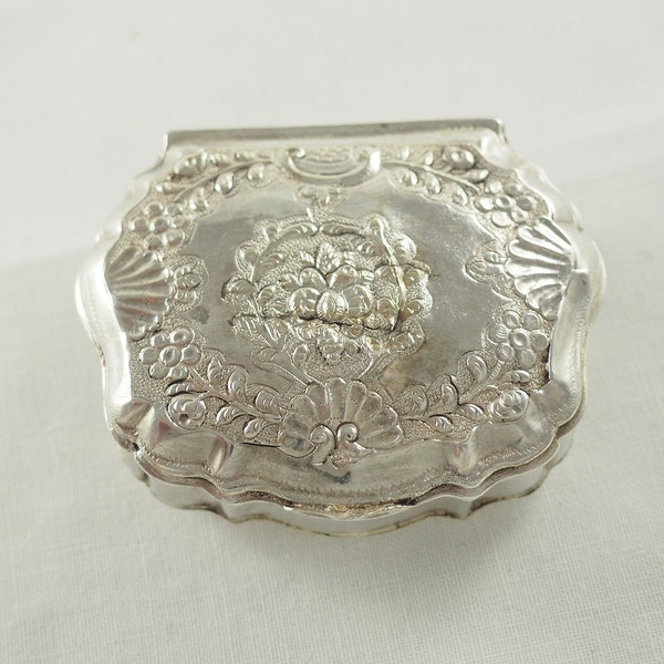 Antique Georgian Silver Snuff Box, in the Roccoco Manner, Chased with Shells, Scrolls and Flowers, Marked with a Q, North European 1750-70