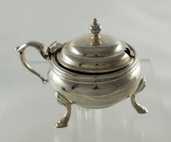 アンティーク スターリングシルバー マスタードポット：ジョージアン