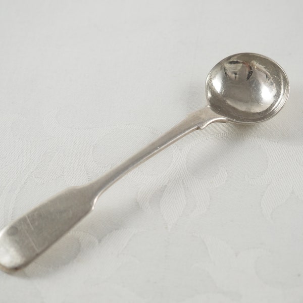 Antiker Viktorianischer Massiver Silber Victorian Senf Löffel, Queens Pattern Single Struck, Hersteller Mary Chawner, London, 1857